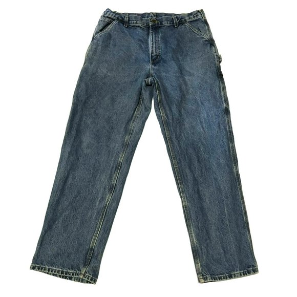 CARHARTT CARPENTER JEANS SIZE 38 X 32 BLUE ORIGINAL FIT WORKWEAR STREETWEAR MENS - Picture 3 of 4